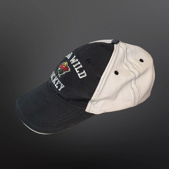 Iowa Wild Hockey Embroidered Logo Adjustable Back Cap Hat Black/White - Picture 6 of 8